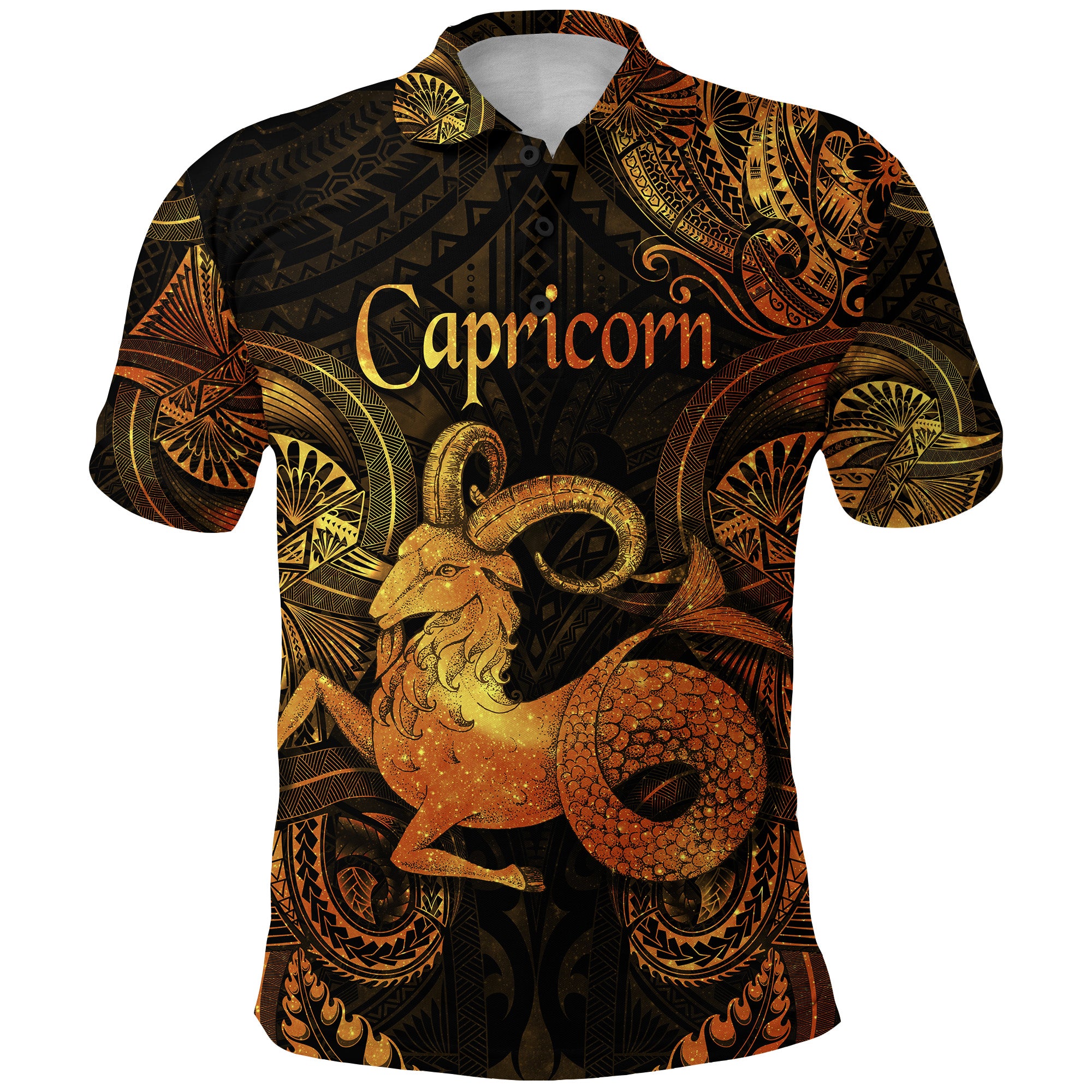 Custom Capricorn Zodiac Polynesian Polo Shirt Unique Style Gold LT8 - Polynesian Pride