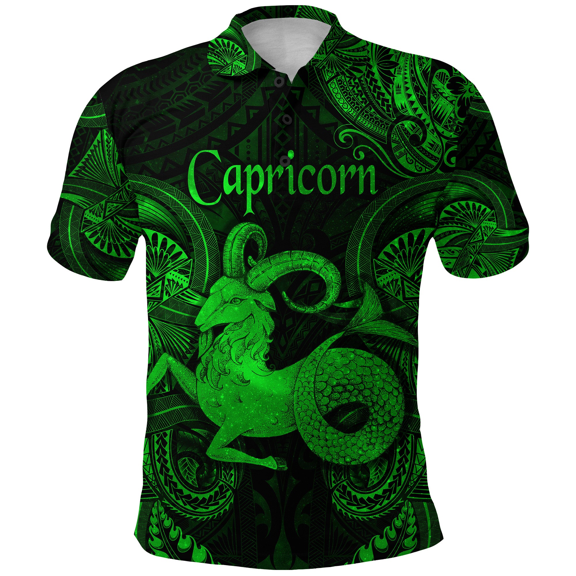 Custom Capricorn Zodiac Polynesian Polo Shirt Unique Style Green LT8 - Polynesian Pride