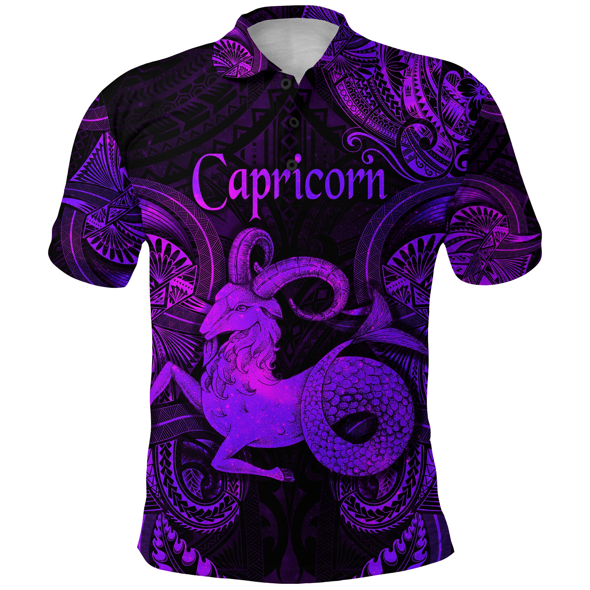 Custom Capricorn Zodiac Polynesian Polo Shirt Unique Style Purple LT8 - Polynesian Pride
