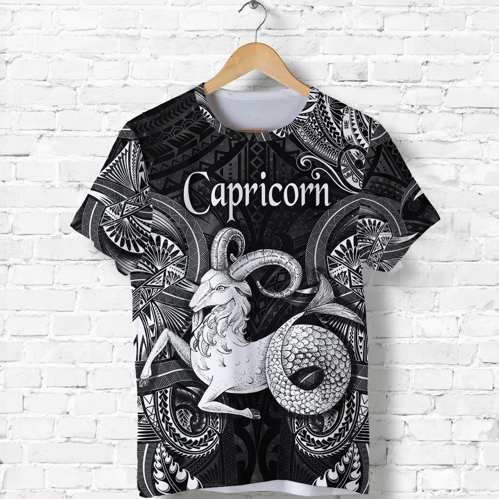 Capricorn Zodiac Polynesian T Shirt Unique Style Black LT8 - Polynesian Pride