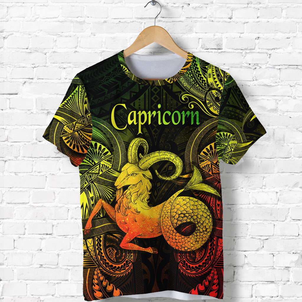 Custom Capricorn Zodiac Polynesian T Shirt Unique Style Reggae LT8 - Polynesian Pride