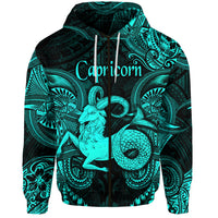 Capricorn Zodiac Polynesian Zip Hoodie Unique Style Turquoise LT8 - Polynesian Pride