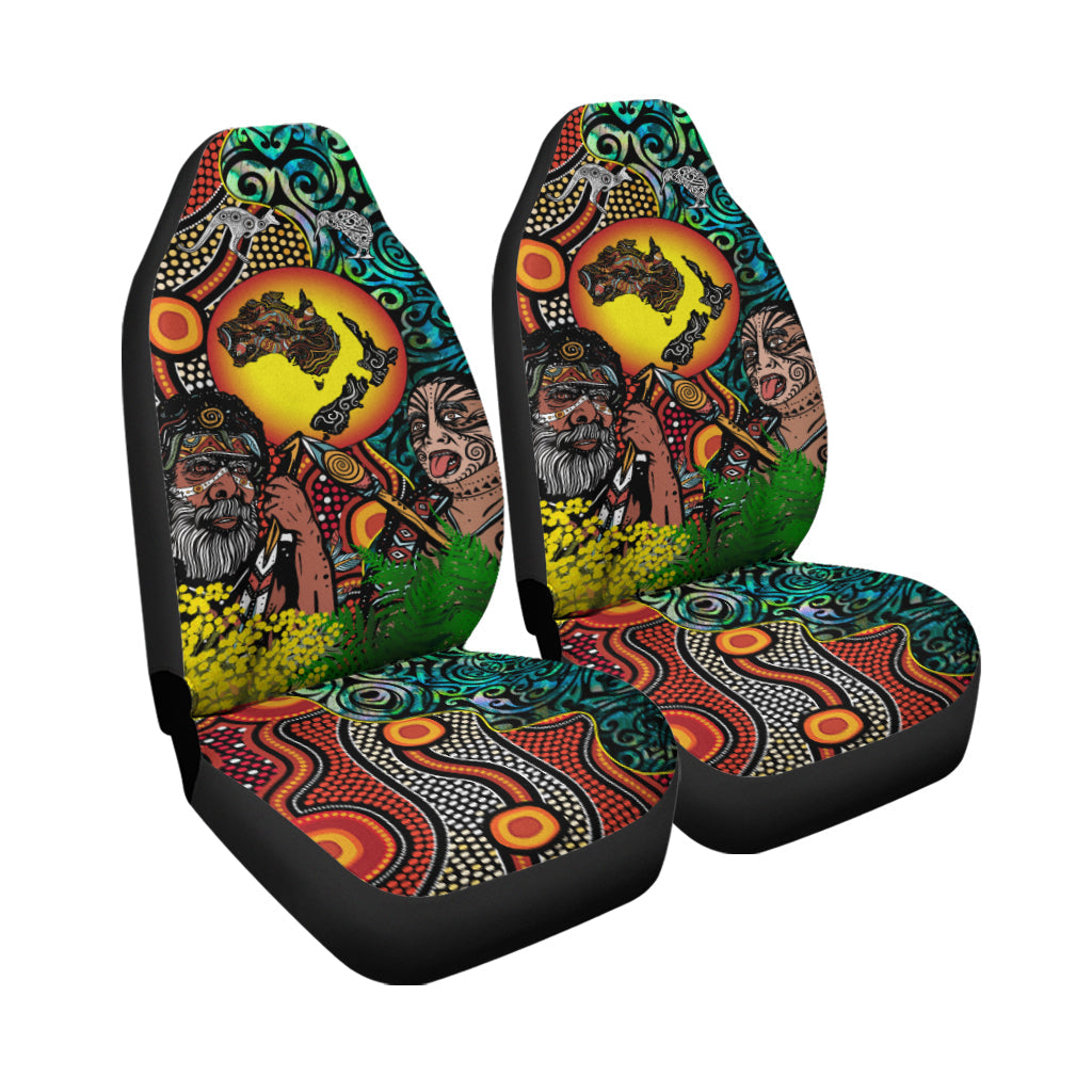 Australia Aboriginal Kangaroo Combine New Zealand Maori Kiwi Bird Car Seat Covers - LT2 - Polynesian Pride