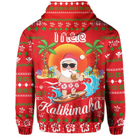 Hawaiian Santa Claus Mele Kalikimaka Hoodie Zip Red Aviv Style - Polynesian Pride