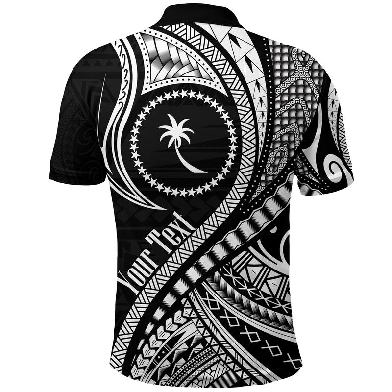 Custom Chuuk Polo Shirt Federated States of Micronesia Black Wave Style LT9 - Polynesian Pride