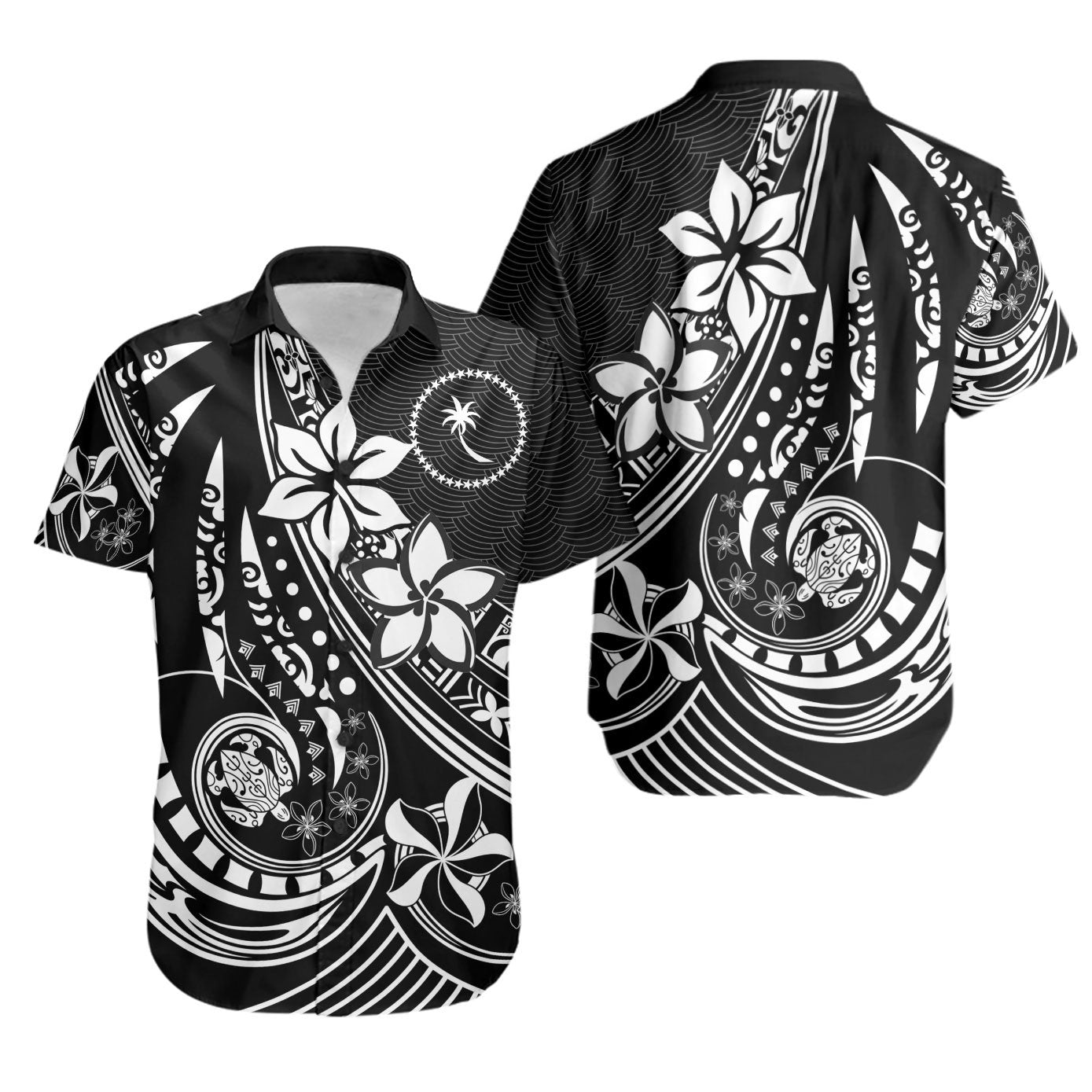 Chuuk Shirt - The Flow OF Ocean Unisex Black - Polynesian Pride