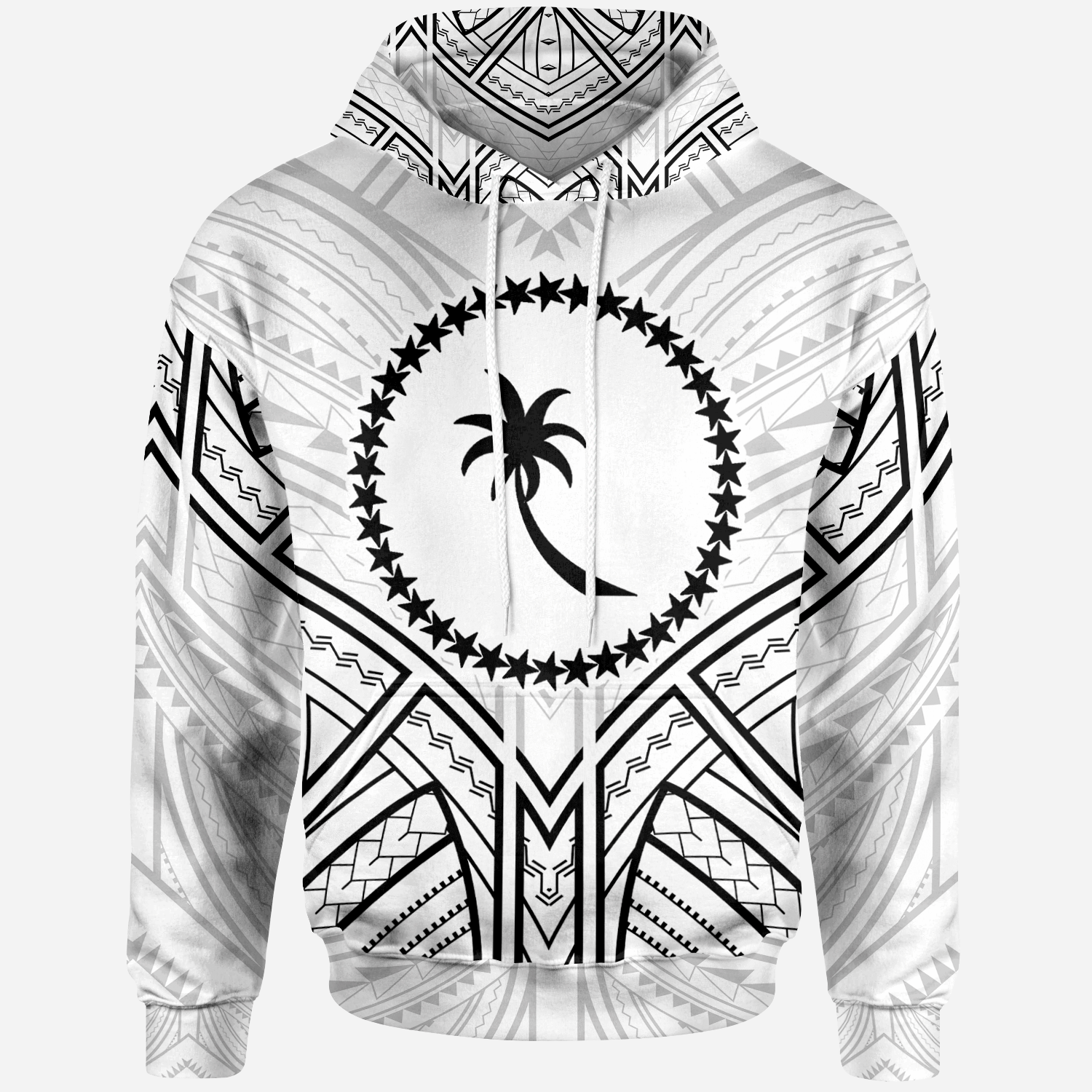 Chuuk State Hoodie Chuuk State Seal Tribal Patterns Unisex White - Polynesian Pride