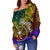 Chuuk Custom Personalised Women's Off Shoulder Sweater - Rainbow Polynesian Pattern - Polynesian Pride