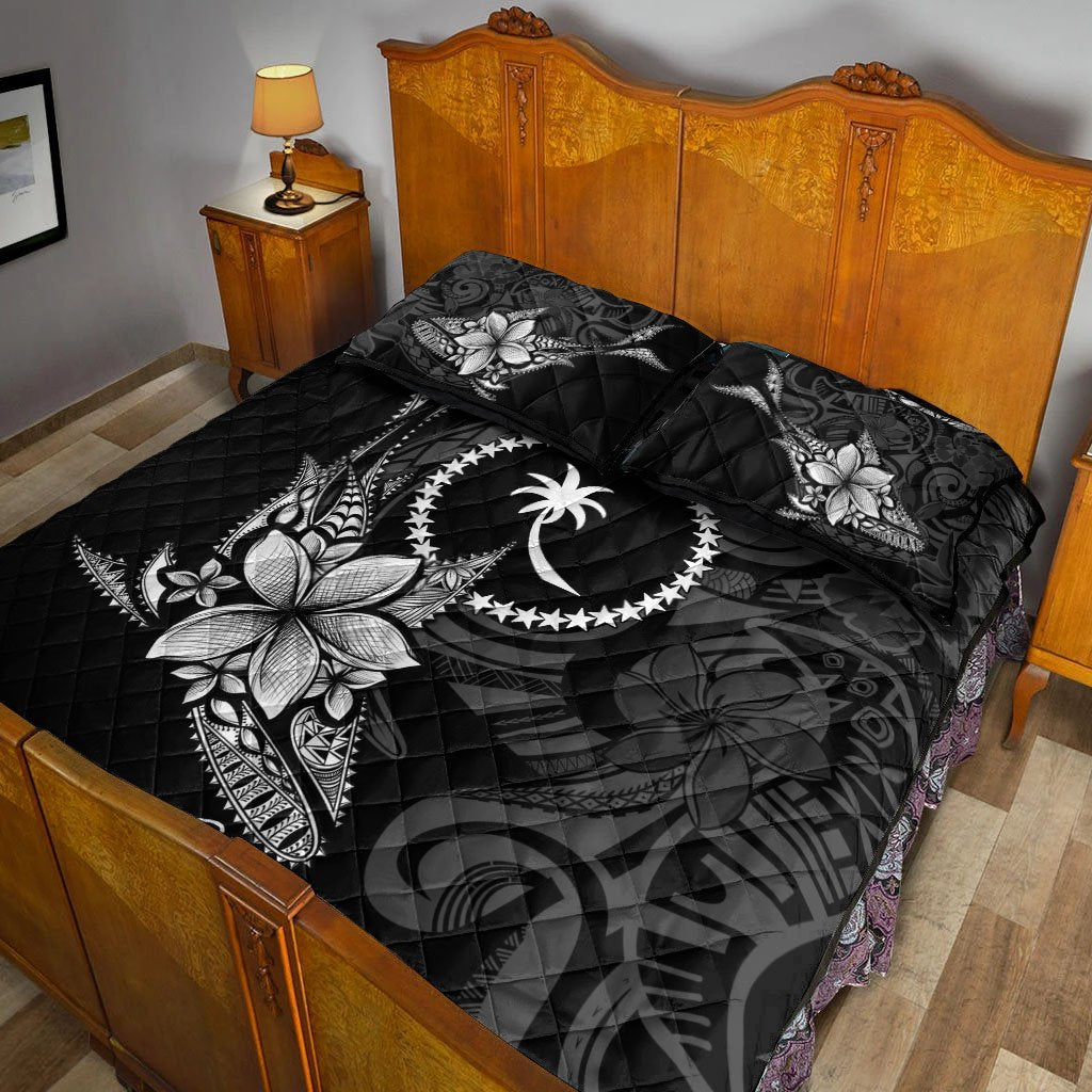 Chuuk State Quilt Bed Set - Fish With Plumeria Flowers Style - Polynesian Pride