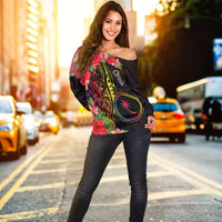 Chuuk State Women's Off Shoulder Sweater - Tropical Hippie Style - Polynesian Pride