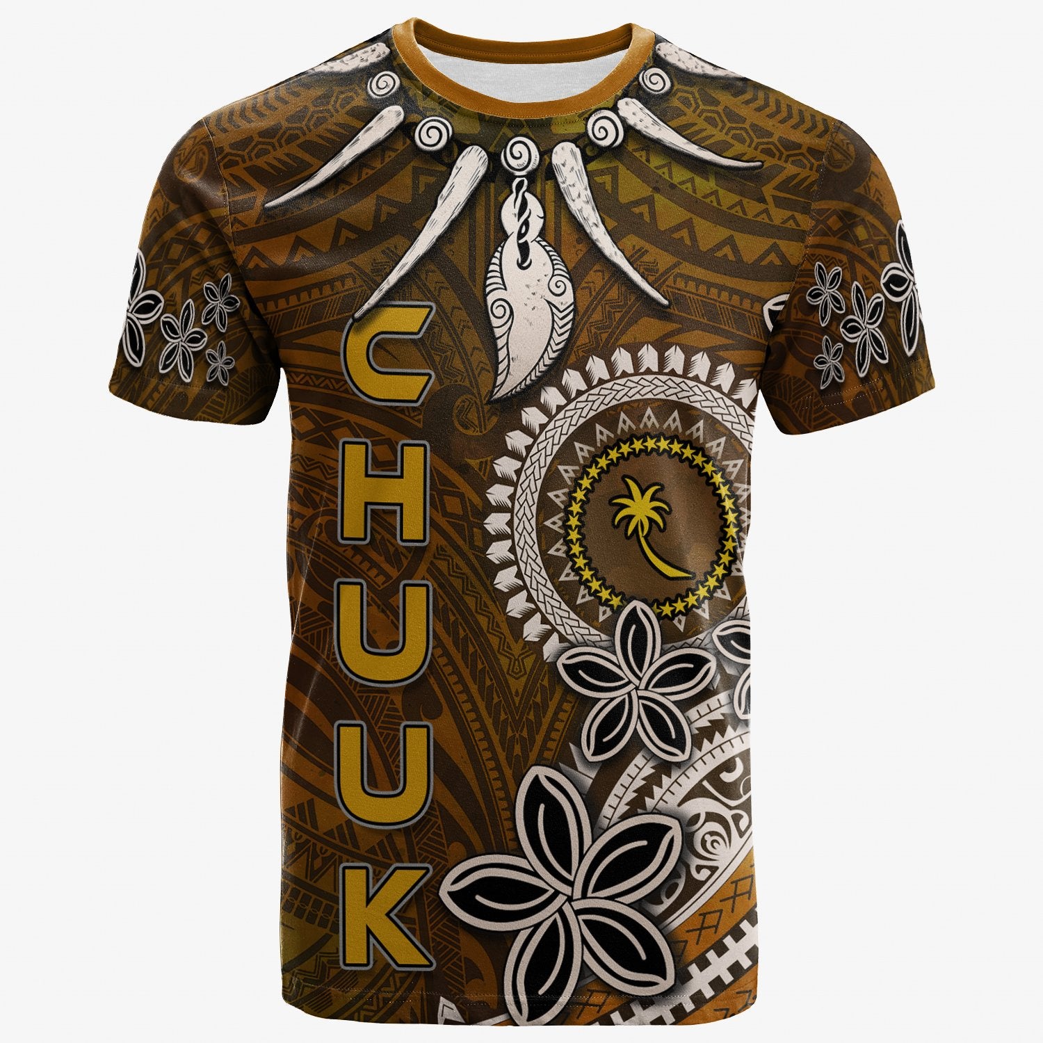 Chuuk T Shirt Polynesian Boar Tusk Unisex Brown - Polynesian Pride