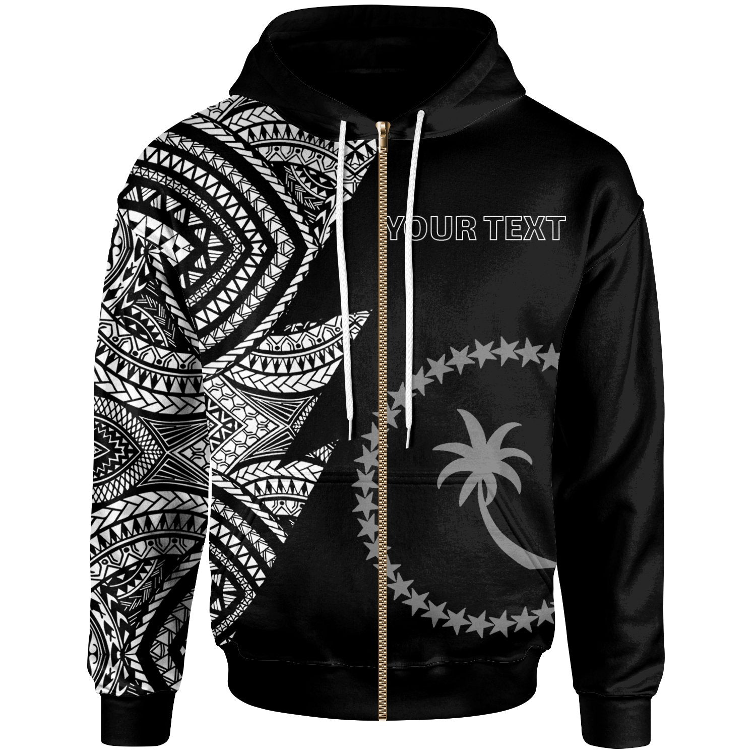 Chuuk Custom Personalized Zip up Hoodie Flash Style White Unisex White - Polynesian Pride