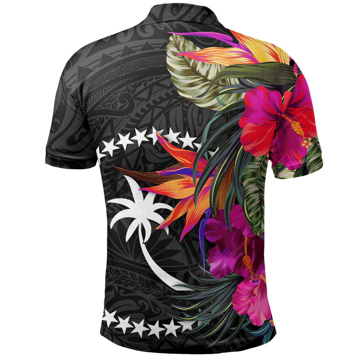 Chuuk Polo Shirt Hibiscus Polynesian Pattern - Polynesian Pride