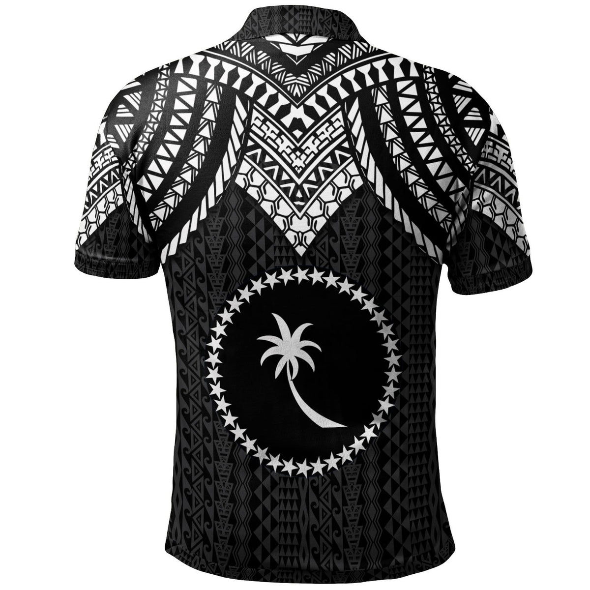 Chuuk Polo Shirt Polynesian Armor Style Black - Polynesian Pride