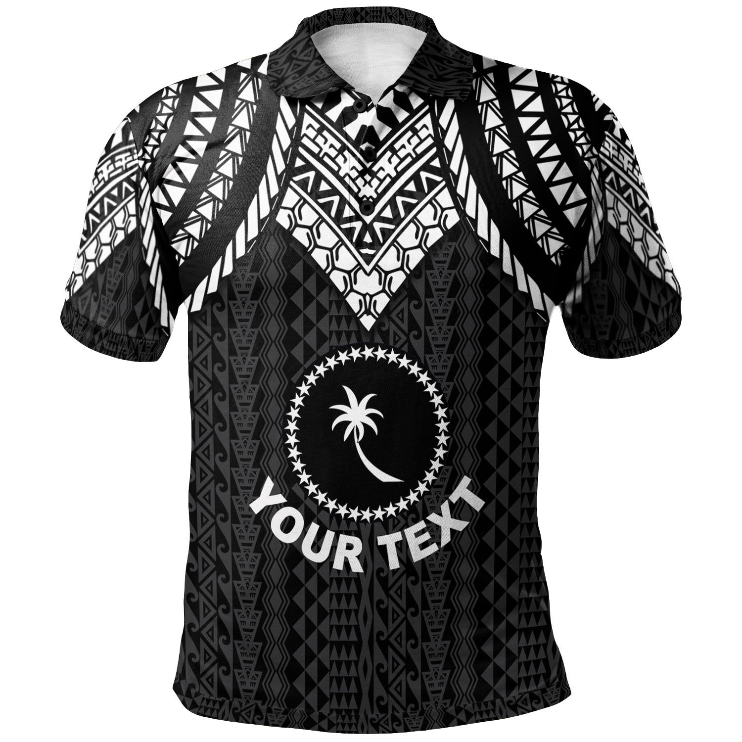 Chuuk Custom Polo Shirt Polynesian Armor Style Black Unisex Black - Polynesian Pride