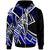 Chuuk Zip Hoodie Tribal Flower Special Pattern Blue Color Unisex Blue - Polynesian Pride