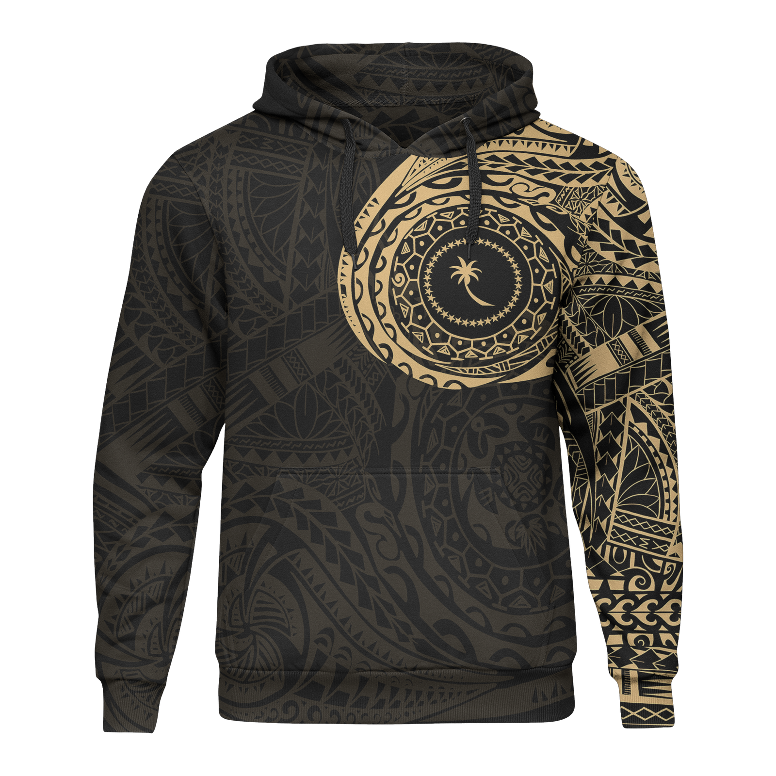 Micronesia All Over Print Hoodie Chuuk In My Heart Gold Unisex Black - Polynesian Pride