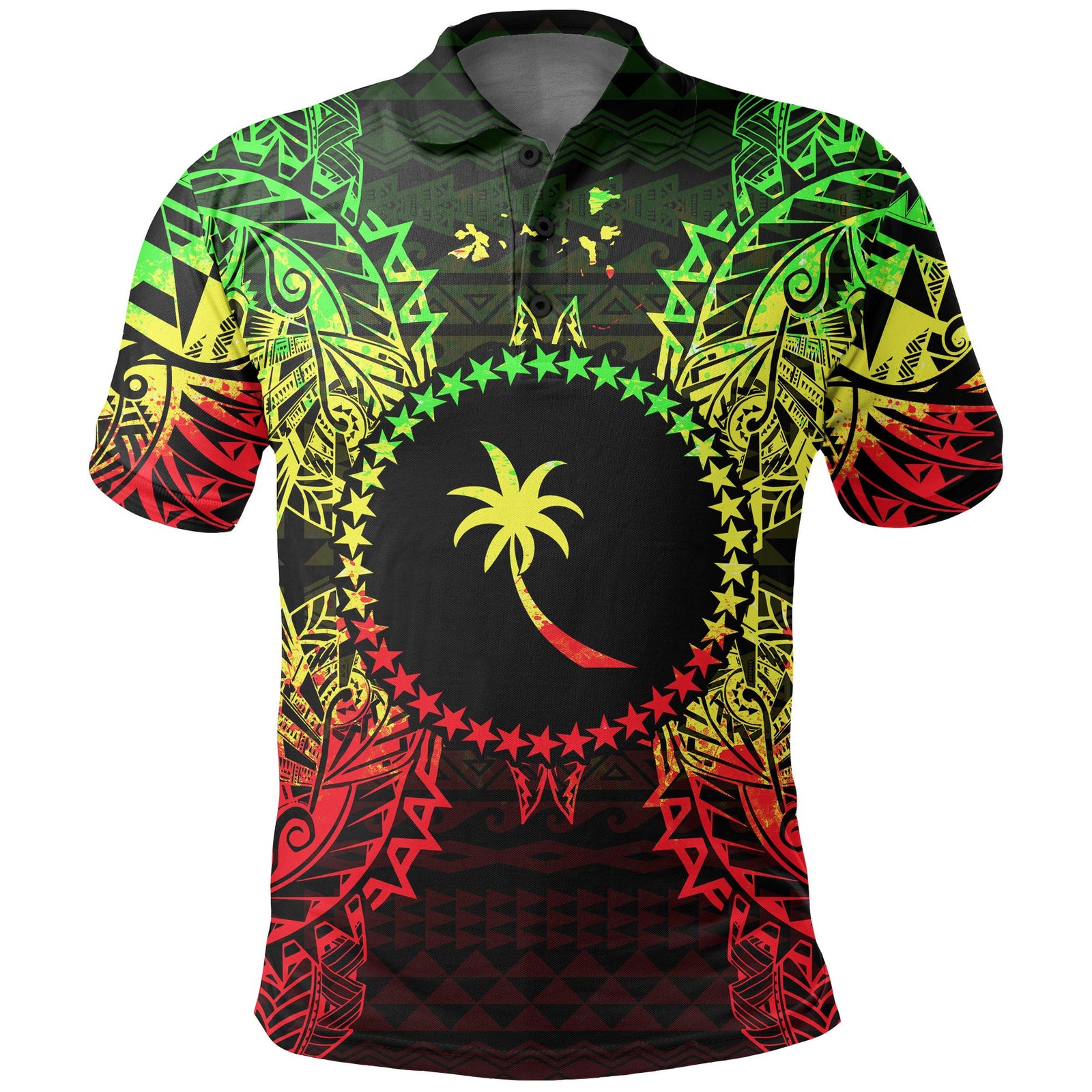 Chuuk Polo Shirt Chuuk Flag Map Polynesian Tattoo Reggae Unisex Reggae - Polynesian Pride