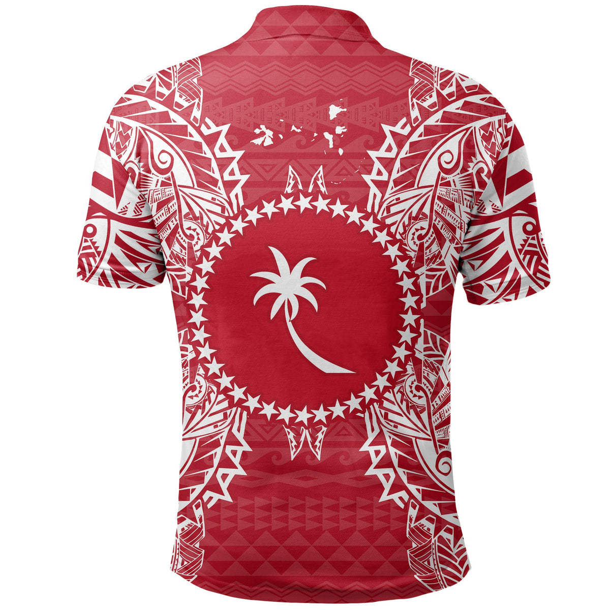 Chuuk Polo Shirt Chuuk Flag Map Polynesian Tattoo Red White - Polynesian Pride