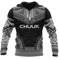 Chuuk Flag Polynesian Chief Hoodie Black Version Unisex Black - Polynesian Pride