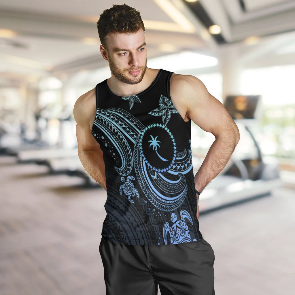 Chuuk Custom Personalised Men's Tank Top - Blue Turtle - Polynesian Pride