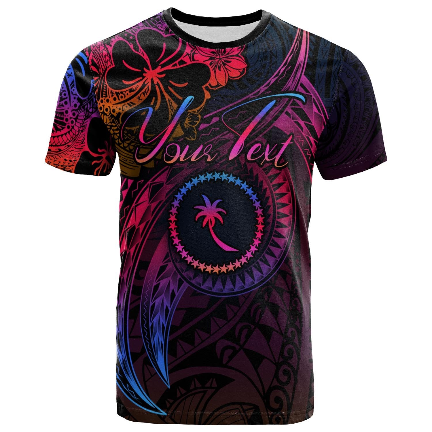 Chuuk State Custom T Shirt Rainbow Style Unisex Black - Polynesian Pride