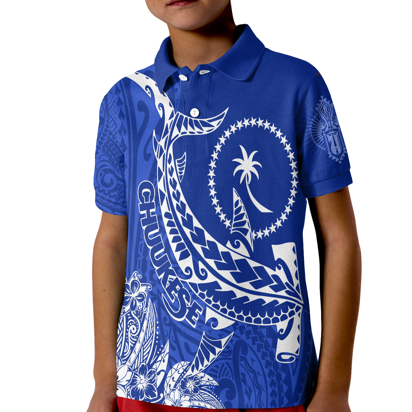 (Custom Personalised) FSM Chuuk Hammerhead Shark KID Polo Shirt Proud Chuukese LT7 Unisex Blue - Polynesian Pride