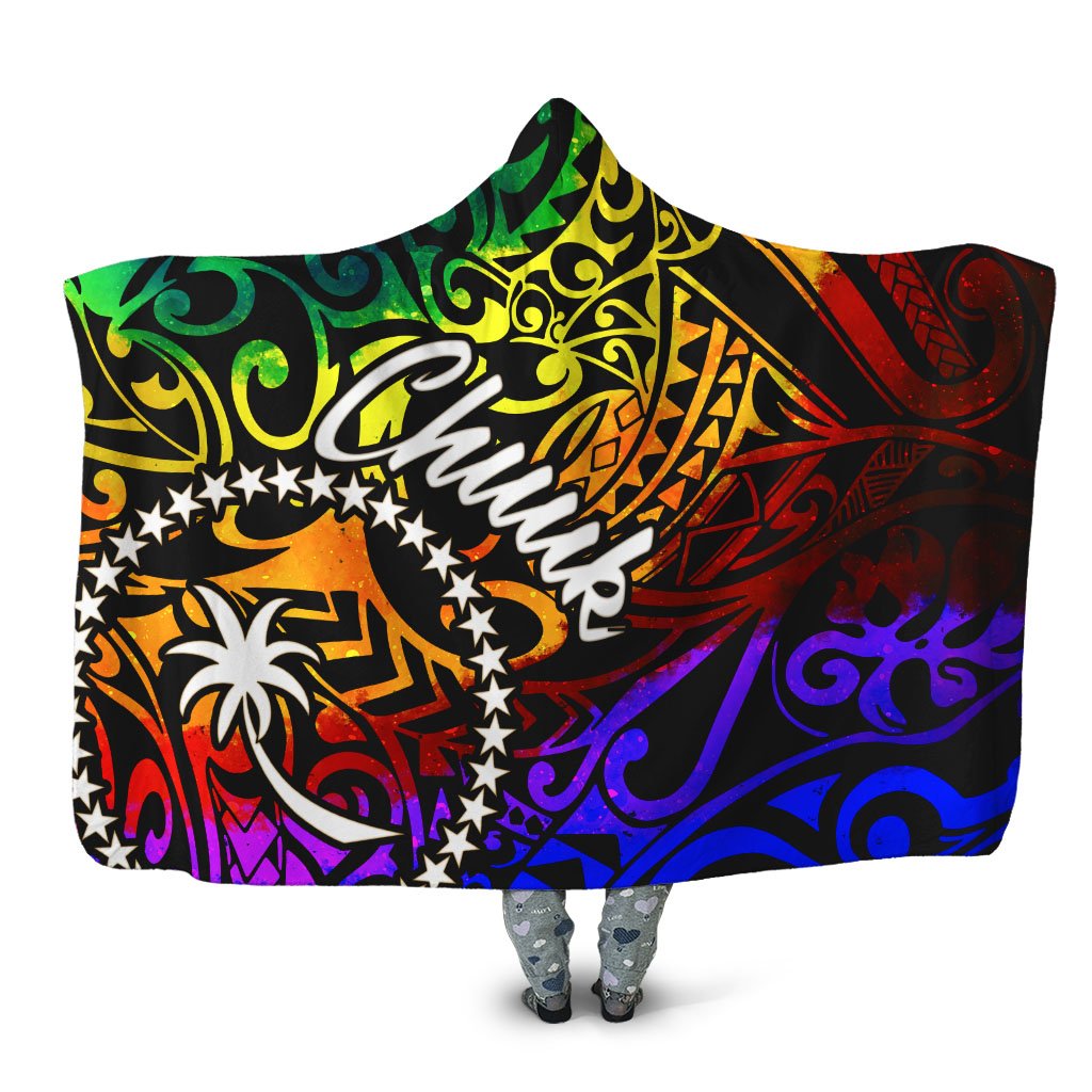 Chuuk Hooded Blanket - Rainbow Polynesian Pattern Hooded Blanket Rainbow - Polynesian Pride