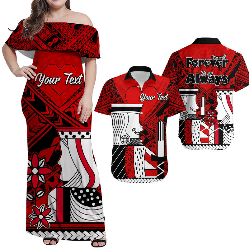 Custom Outfit For Couple Polynesian Valentine Matching Dress and Hawaiian Shirt Queen and King Heart LT9 Red - Polynesian Pride