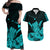 Hawaii Shaka Sign Couple Long Dress and Hawaiian Shirt Turquoise Version LT9 Turquoise - Polynesian Pride