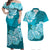 Polynesian Flower Tribal Matching Dress and Hawaiian Shirt Teal LT9 Teal - Polynesian Pride