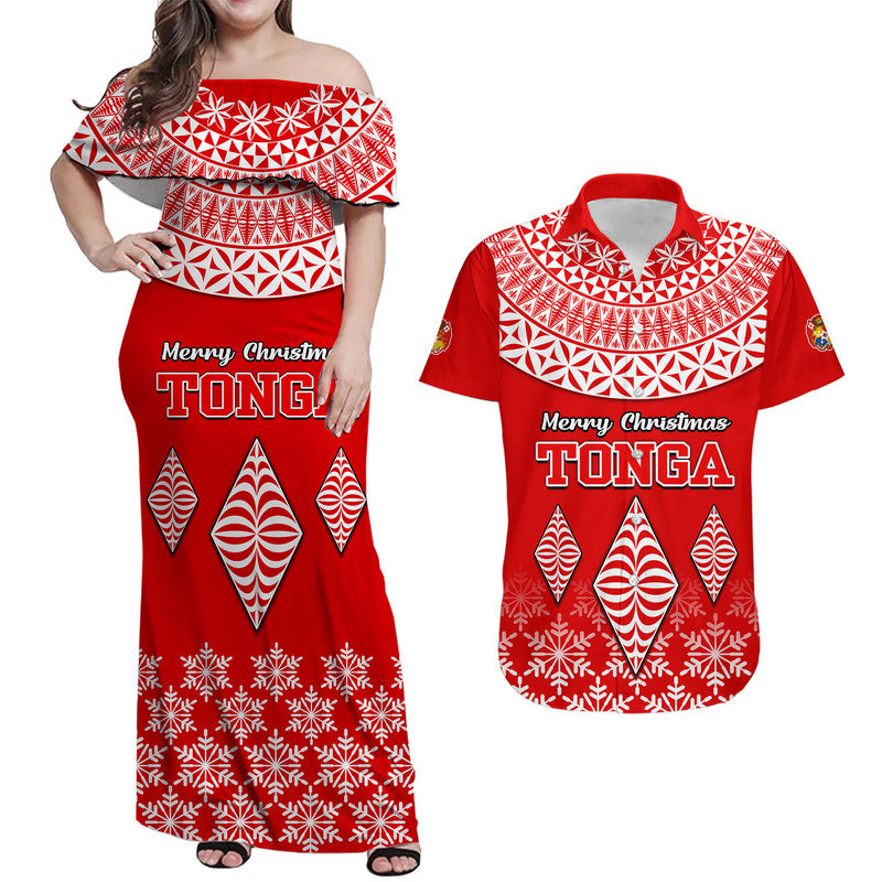 Merry Christmas Kupesi Ngatu Tonga Matching Dress and Hawaiian Shirt LT9 Red - Polynesian Pride