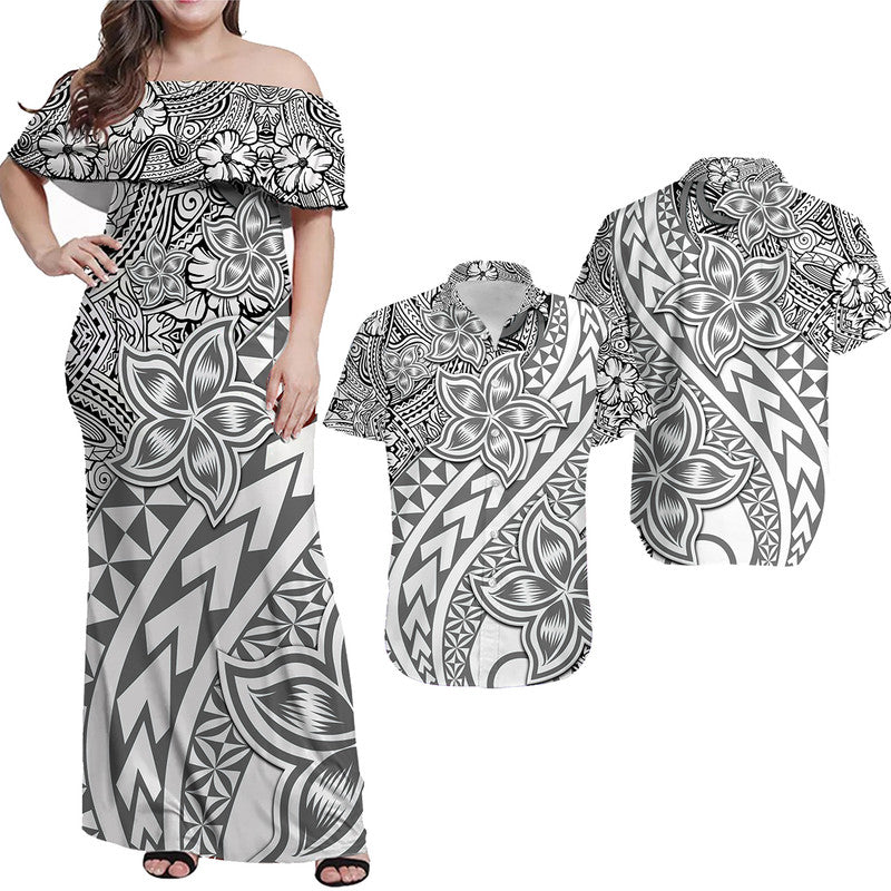 Hawaiian Traditional Polynesian Tribal Tattoo Retro Matching Dress and Hawaiian Shirt Grey LT9 Grey - Polynesian Pride