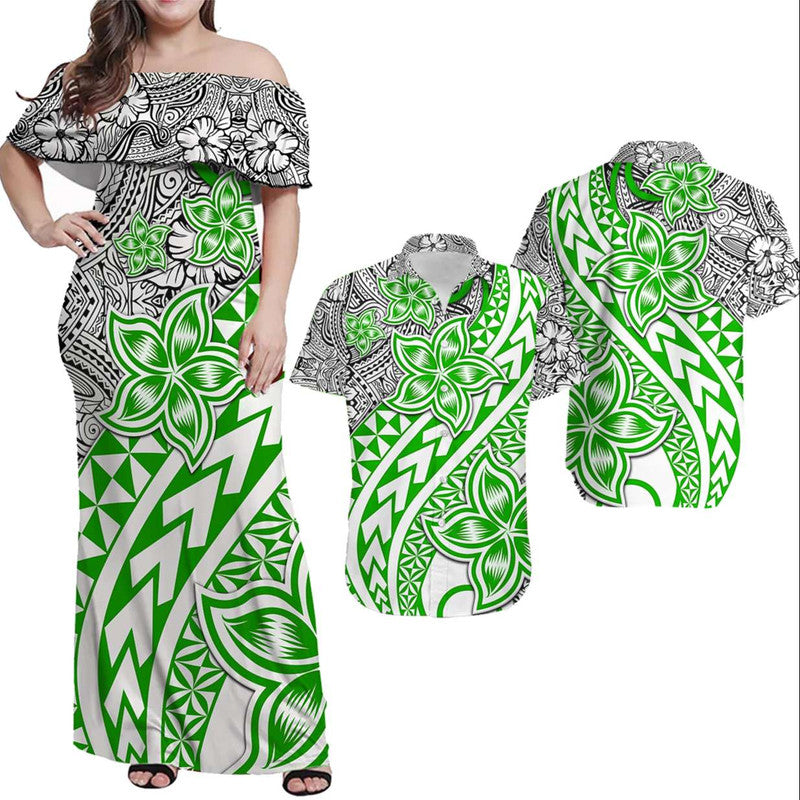 Hawaiian Traditional Polynesian Tribal Tattoo Retro Matching Dress and Hawaiian Shirt Green LT9 Green - Polynesian Pride