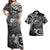 Samoa Matching Dress and Hawaiian Shirt Polynesian White Shark Black - Polynesian Pride