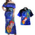 American Samoa Matching Dress and Hawaiian Shirt Polynesian Humpback Whale Blue Blue - Polynesian Pride