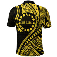 Cook Islands Polo Shirt Gold Polynesian Wave Style LT9 - Polynesian Pride