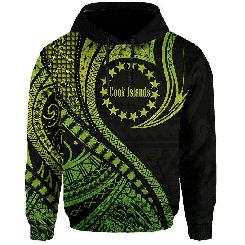 Cook Islands Hoodie Green Polynesian Wave Style LT9 Hoodie Green - Polynesian Pride