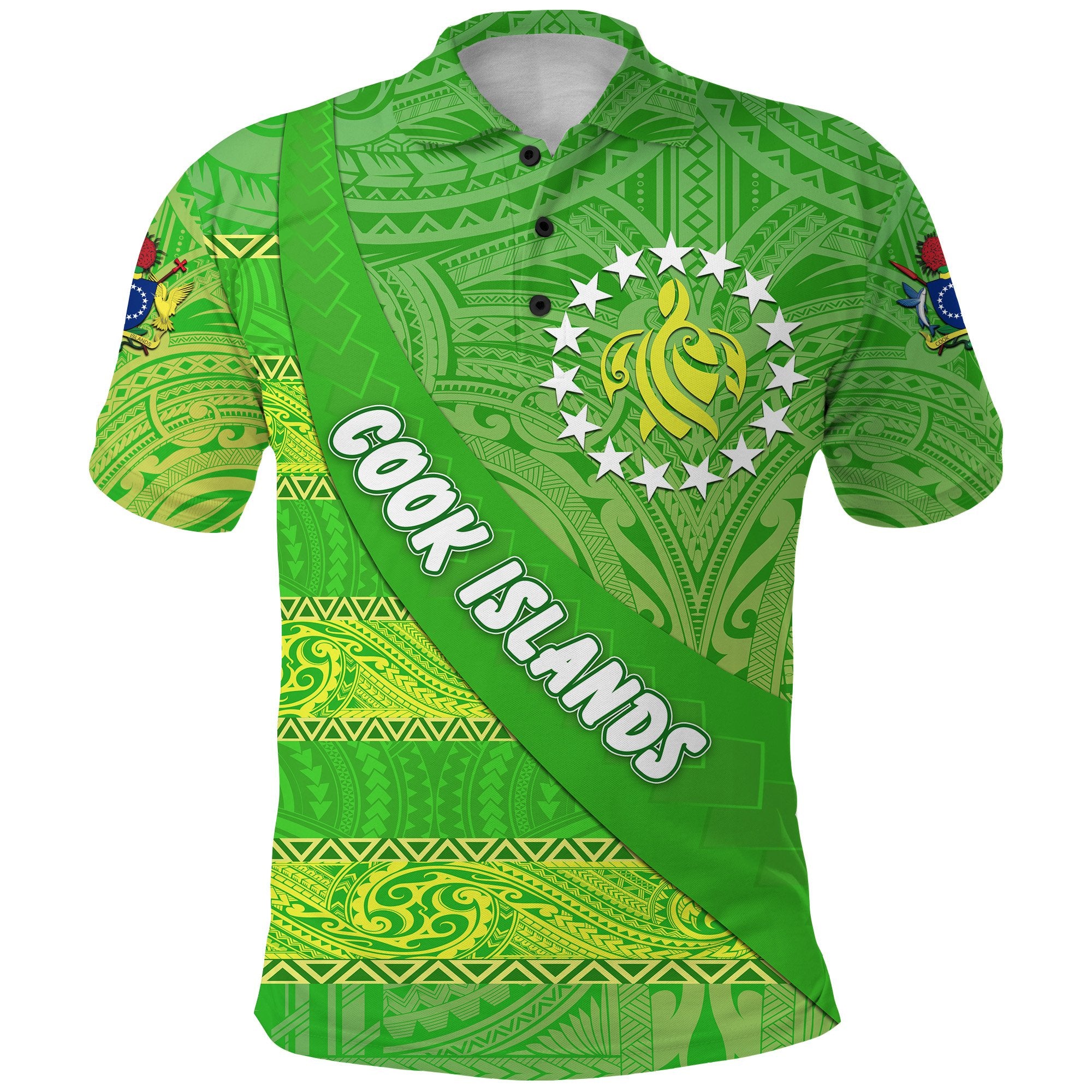 Cook Islands Polo Shirt Polynesian Victorian Vibes Unisex Green - Polynesian Pride