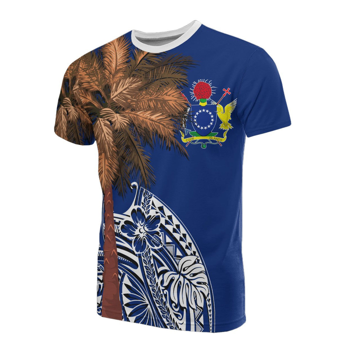 Cook Islands T Shirt Polynesian Palm Tree Flag Unisex Blue - Polynesian Pride