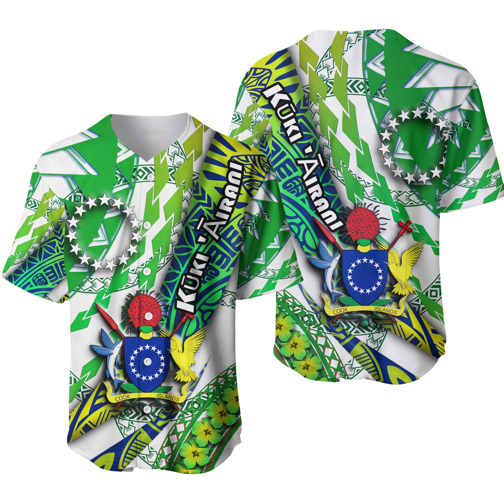 Cook Islands Baseball Jersey Artsy Style - White LT9 Unisex White - Polynesian Pride