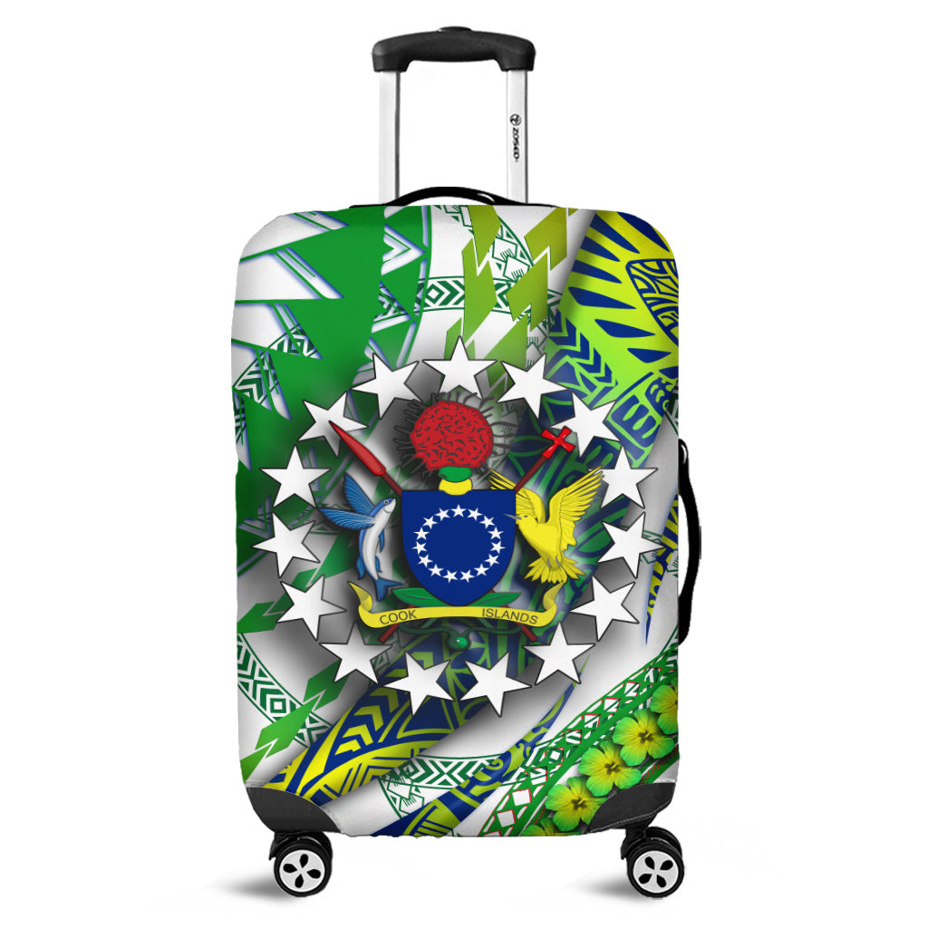 Cook Islands Luggage Cover Artsy Style - White LT9 White - Polynesian Pride