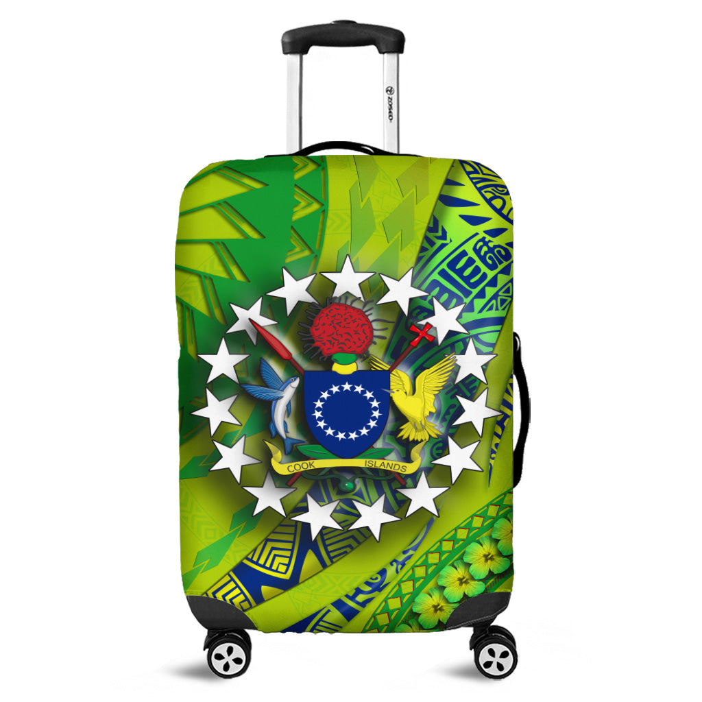 Cook Islands Luggage Cover Artsy Style - Green LT9 Green - Polynesian Pride