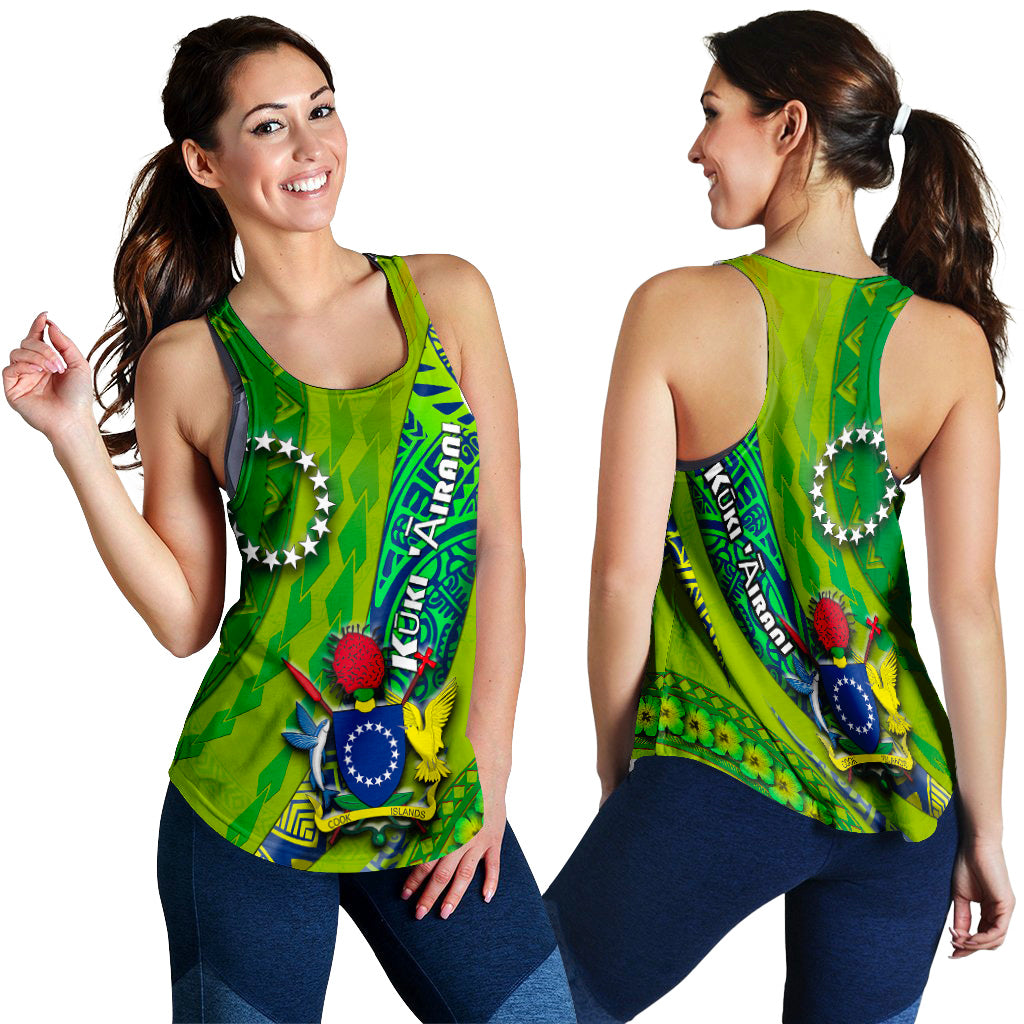 Cook Islands Women Racerback Tank Artsy Style - Green LT9 - Polynesian Pride