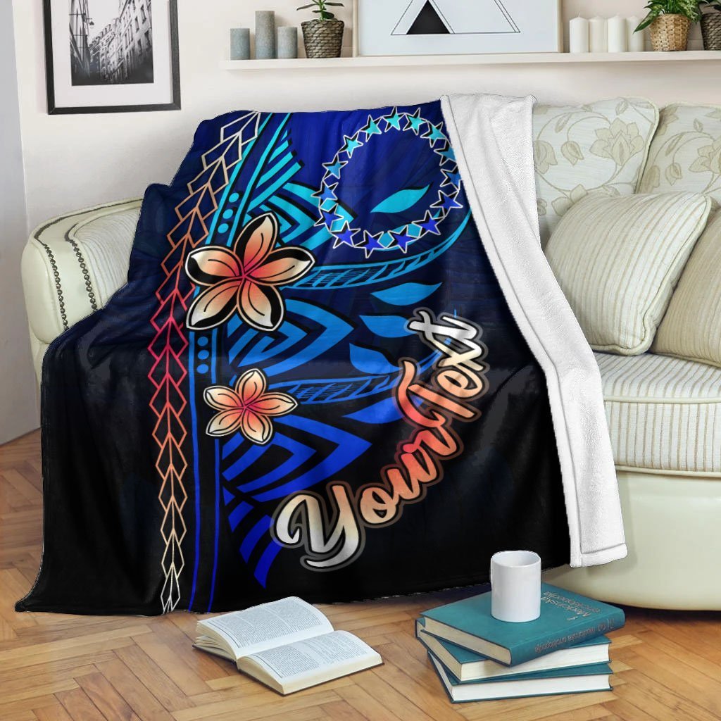 Cook Islands Custom Personalised Premium Blanket - Vintage Tribal Mountain White - Polynesian Pride