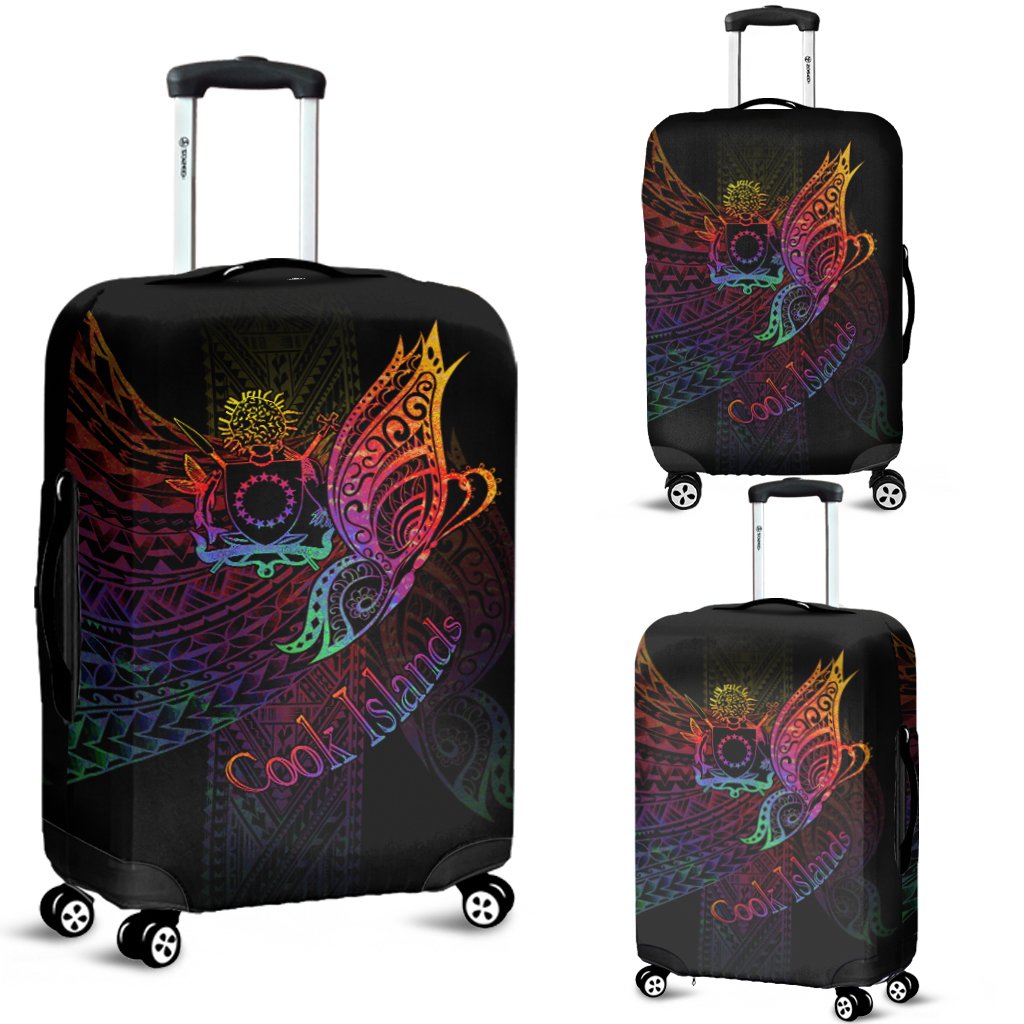 Cook Islands Luggage Covers - Butterfly Polynesian Style Black - Polynesian Pride