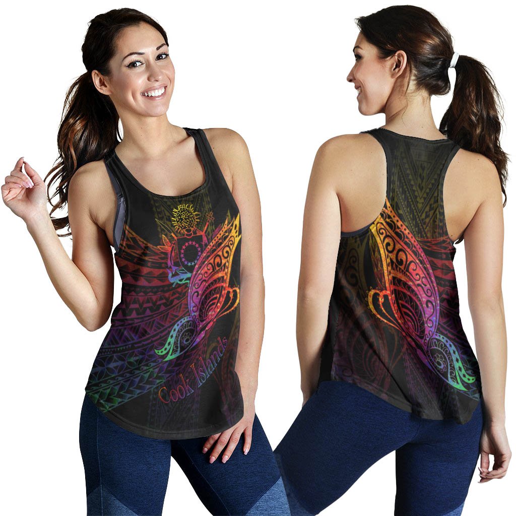 Cook Islands Women's Racerback Tank - Butterfly Polynesian Style - Polynesian Pride