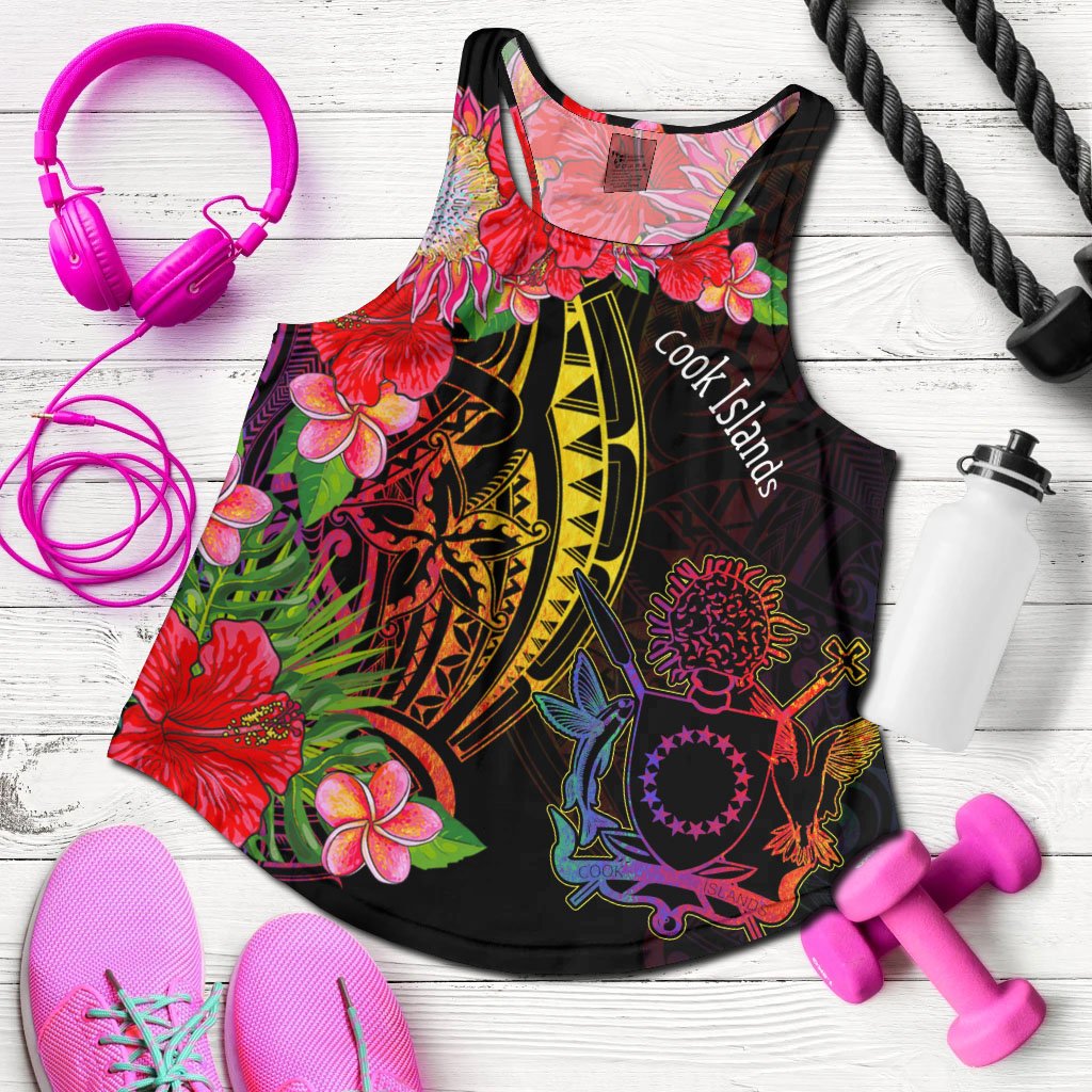 Cook Islands Women's Racerback Tank - Tropical Hippie Style - Polynesian Pride