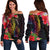 Cook Islands Women's Off Shoulder Sweater - Tropical Hippie Style Black - Polynesian Pride