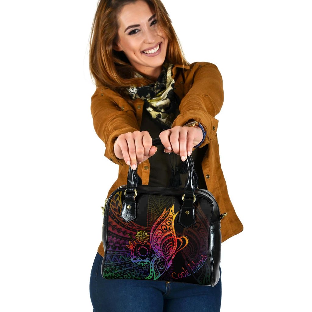 Cook Islands Shoulder Handbag - Butterfly Polynesian Style One Size Black - Polynesian Pride